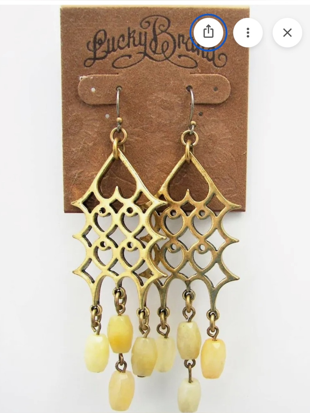 2 Lucky  Brand Yellow Bead Chandelier and Chain Drop Earrings 2 pair